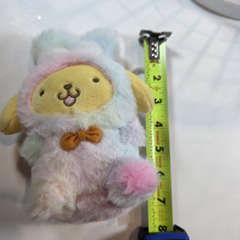 Sanrio Pompompurin Plush Bunny Costume Keychain Pastel Rainbow Mini Plush - Picture 4 of 9